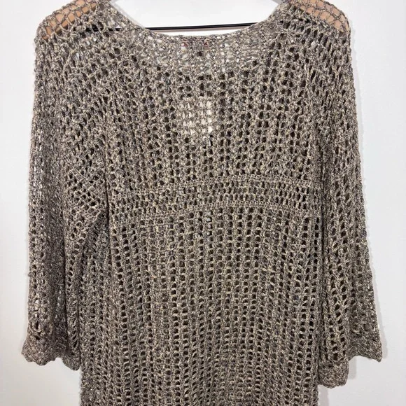 Dressbarn Open Crochet Knit Khaki Top NEW with tags Size XL Coverup Beachy - Picture 6 of 12